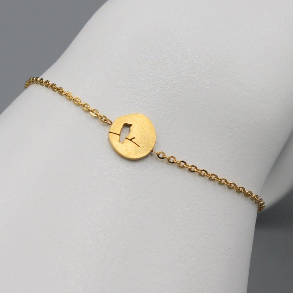 Jewelry bracelet bird animal branch tree nature yellow gold tone minimalist new